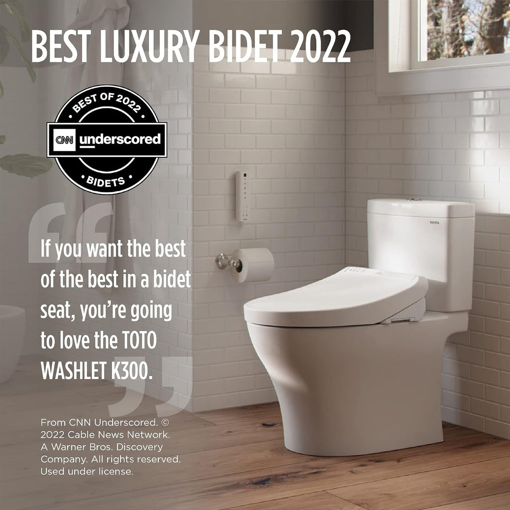 TOTO SW3036R#01 WASHLET K300 Electronic Bidet Toilet Seat & LUXE Bidet NEO 120 - Self-Cleaning Nozzle