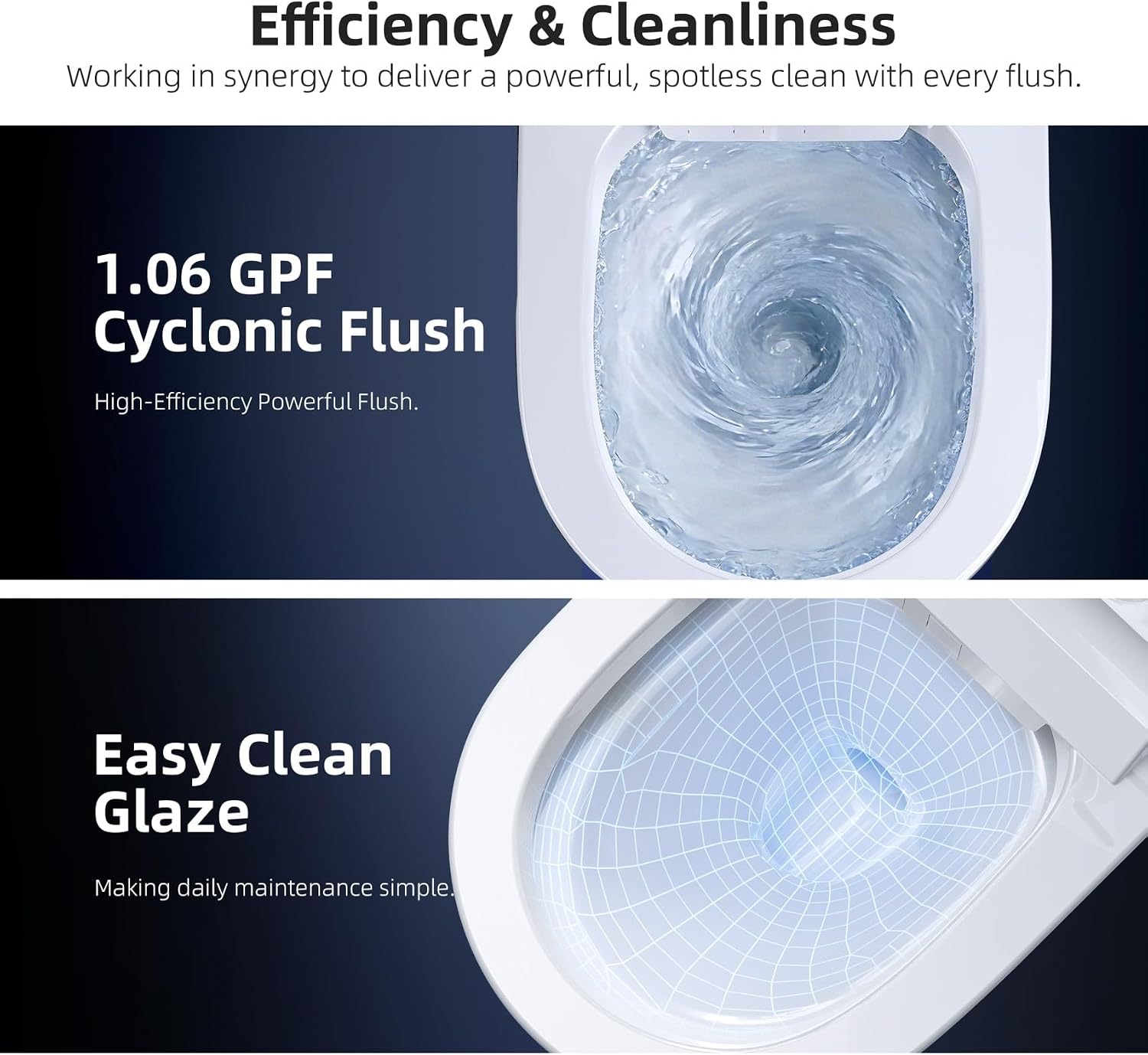 Smart Toilet with Bidet Built-in - ADA Height, Foot Sensor Lid Open & Close, One Piece Bidet Toilet with Tank and Pump, 12' Rough-in Toilet Bidet, RKS-X700