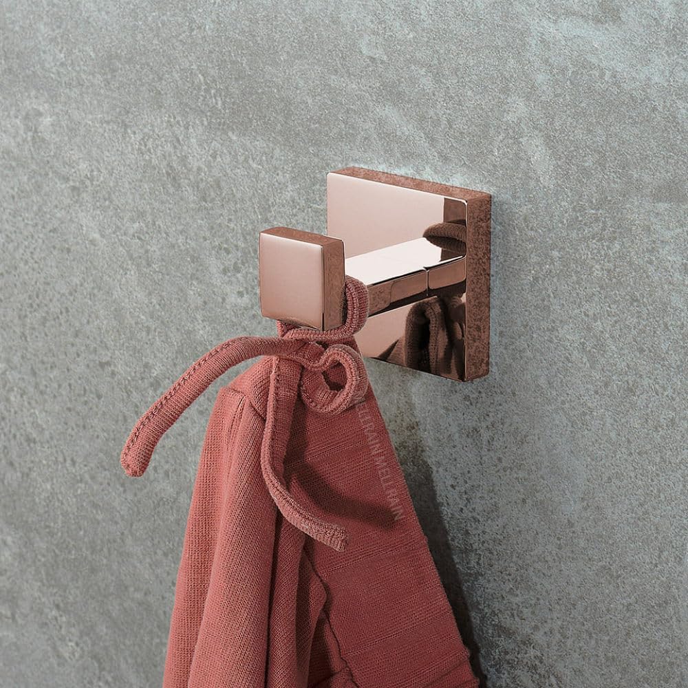 Shiny Polished Rose Gold Bathroom Hardware Accessories Towel Rack Toilet Paper Holder Towel Rail Bar Bathroom Robe Hook,4 PCS Hooks