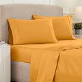 Superior 1200 Thread Count Egyptian Cotton Sheet Set, Bedroom Sheets, Modern Home Essentials, Luxury Bedding, 1 Elastic Deep Pocket Fitted Bed Sheet, 1 Flat Sheet, 2 Pillowcases, King, Dijon