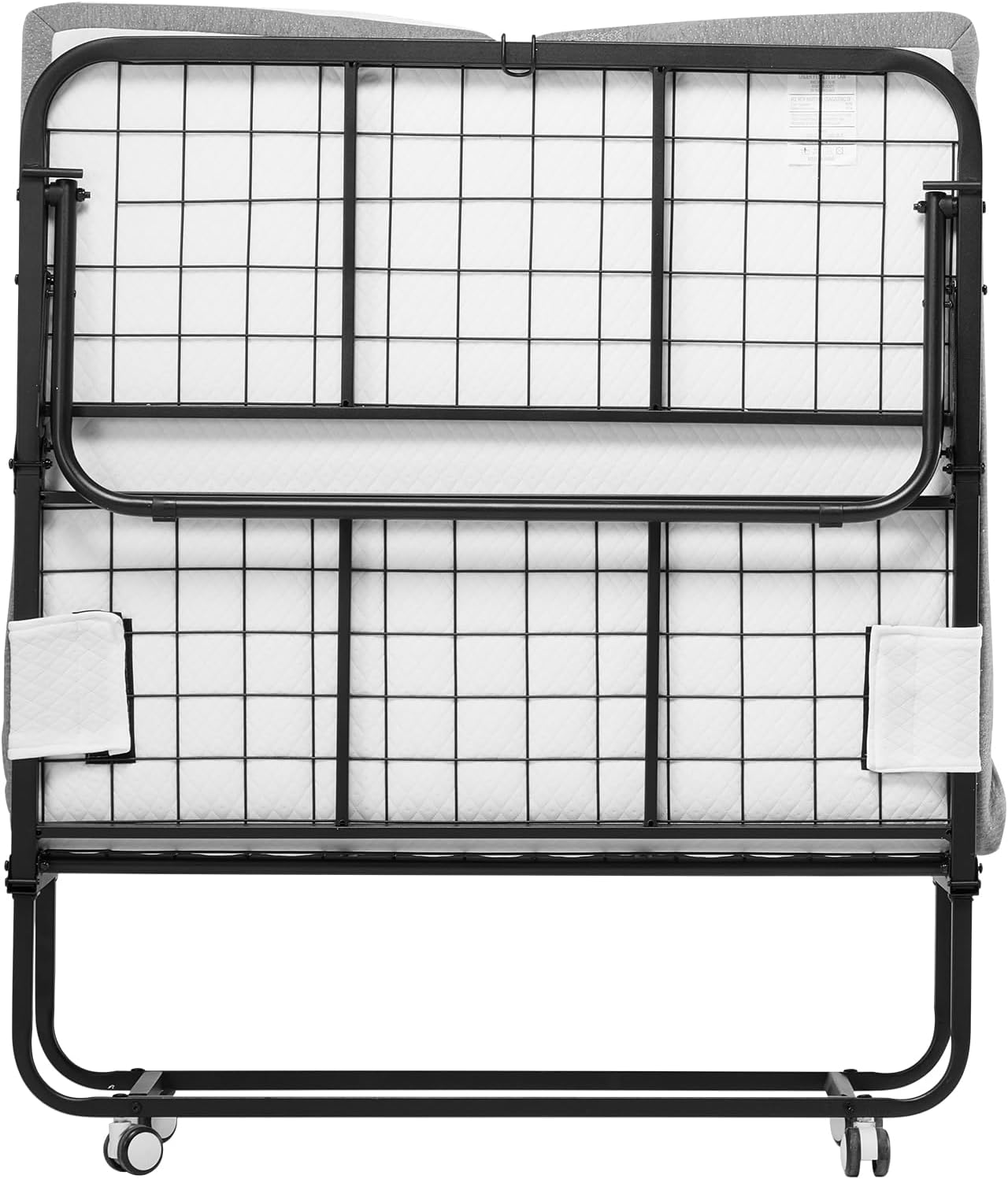 VEVOR 38 in x 75 in Folding Bed with 5 in Mattress, Twin Size, White, Metal Frame & Memory Foam Mattress, Portable Rollaway Bed, 450 lbs Weight Capacity, Adult Guest Bed