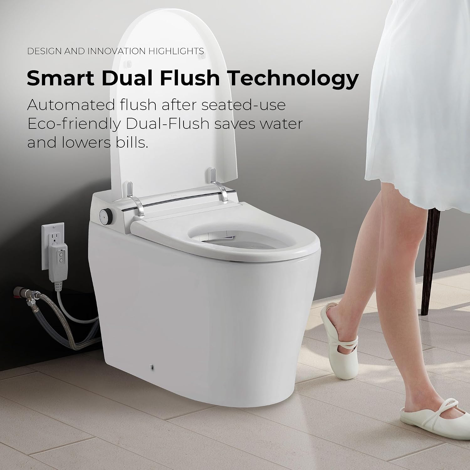 OVE Decors Ella Dual-Flush Smart Bidet Toilet with Built-in Tank, Elongated Bowl, Heated Seat, WaterSense Certified