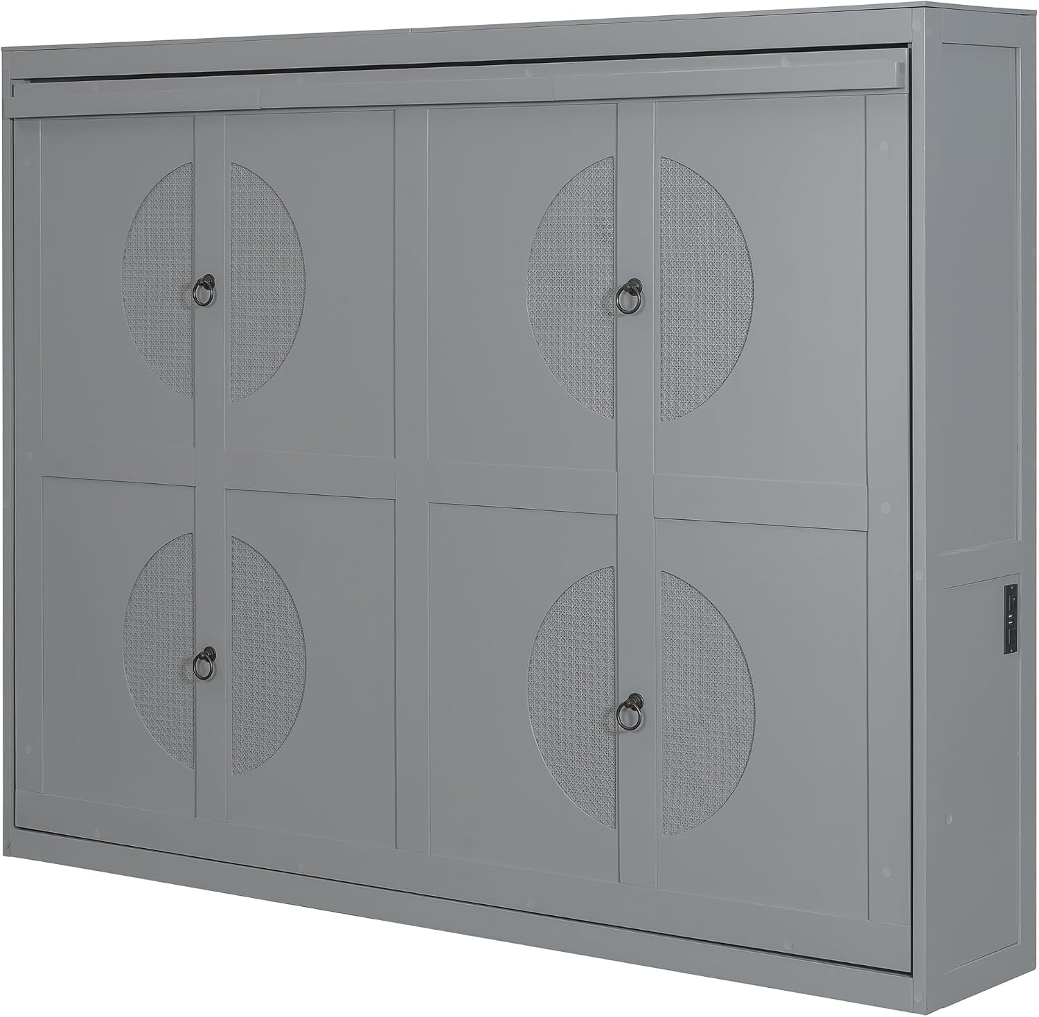 Harper & Bright Designs Queen Size Murphy Bed, Wooden Queen Murphy Wall Bed Frame with a Set of Sockets & USB Ports, Gray