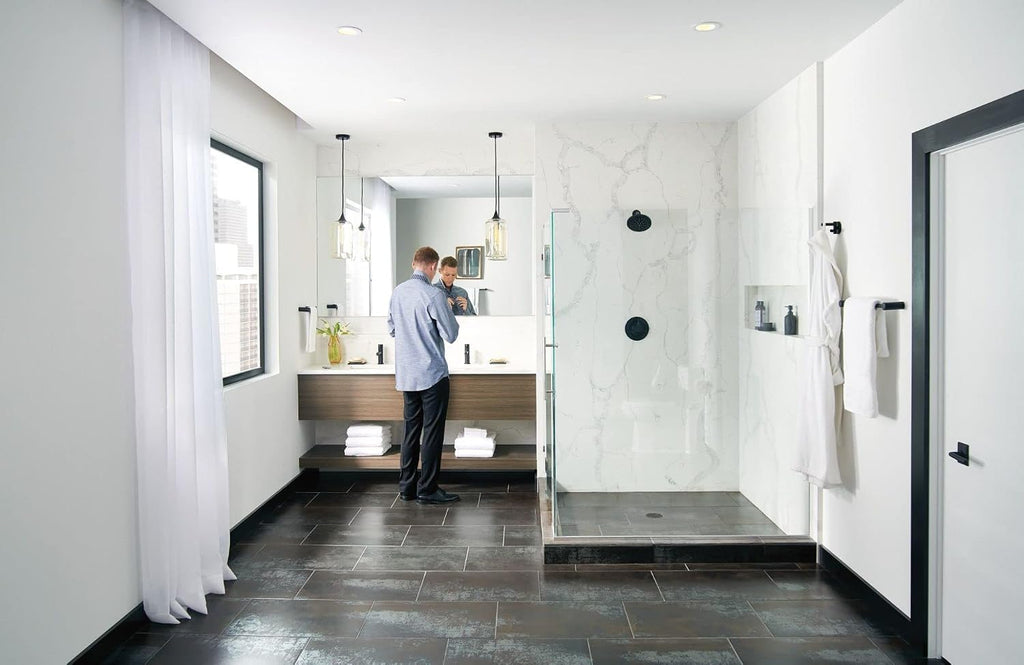 Moen Align Matte Black One-Handle Modern Bathroom Faucet with Drain Assembly and Optional Deckplate, 6190BL
