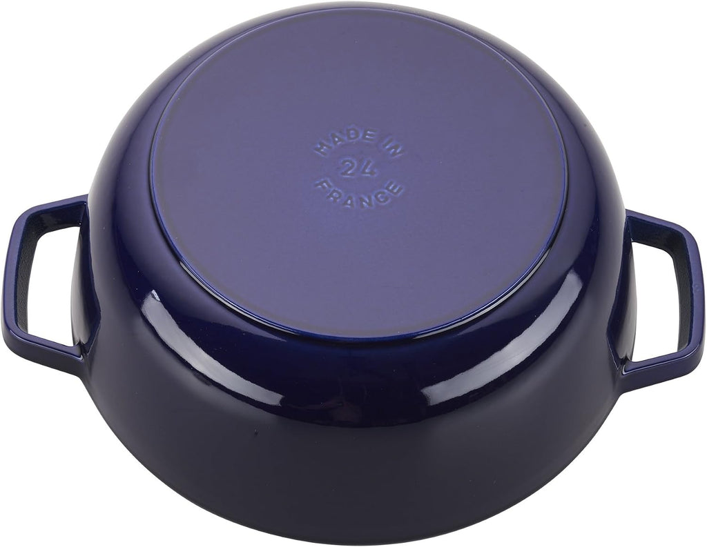 Staub Cast Iron 3.75-qt Essential French Oven Rooster - Dark Blue, Made in France