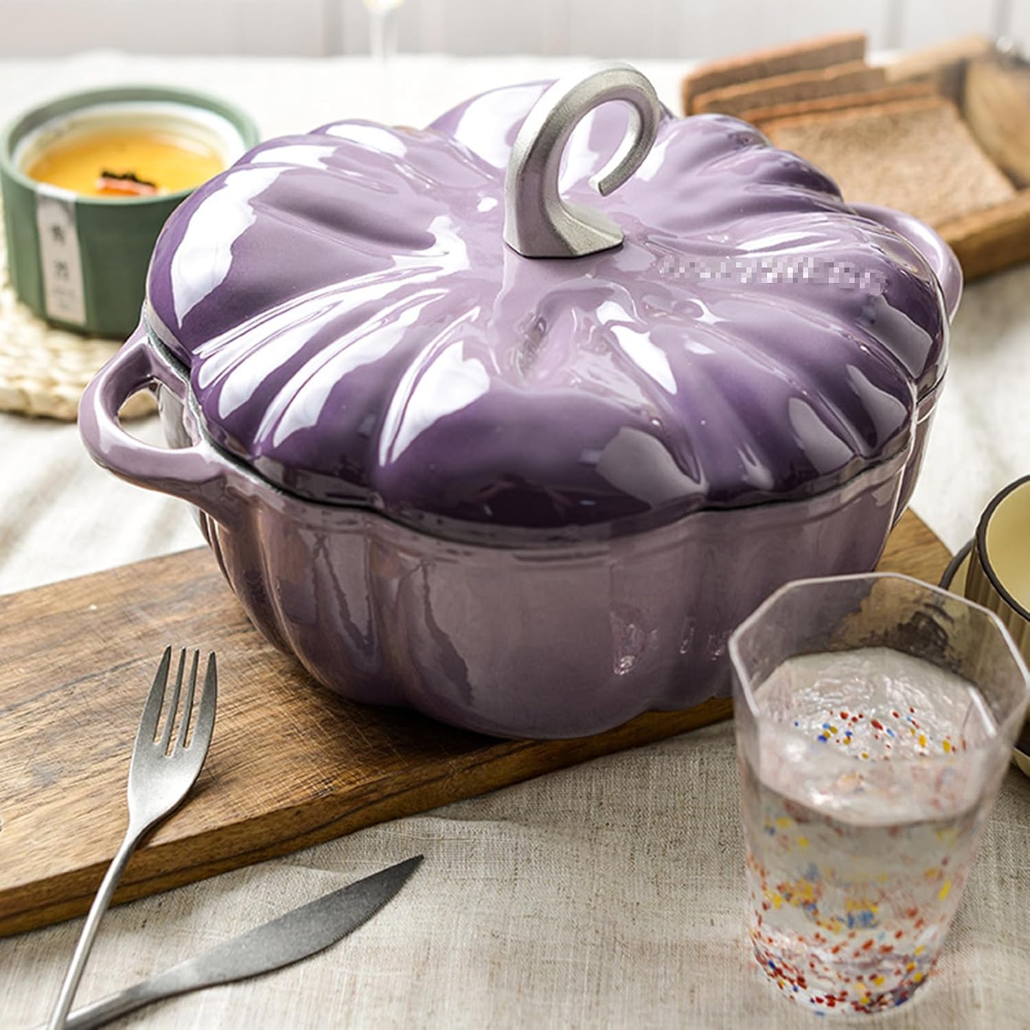 Pumpkin Dutch Oven, Pumpkin Cast Iron Dutch Oven, Pumpkin Shape Cooking Pot Enamel Pot with Lid Non-Stick Stew Pot Soup Pot, Saucepan Pot Halloween Thanksgiving Decor Gift,3.7L