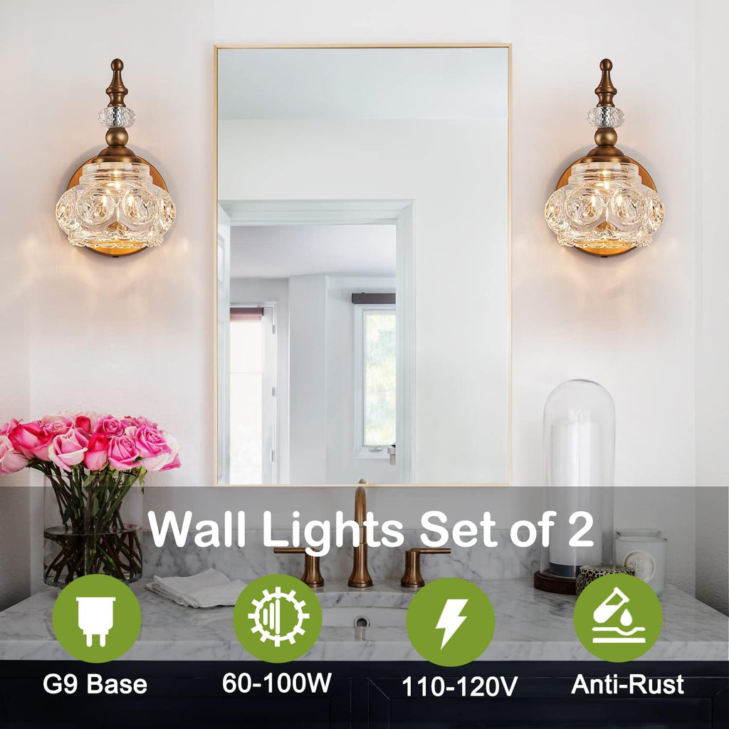 2-Pack 4.7 inch Wall Sconces Brass Bathroom Wall Light Fixtures, Spray Painting Process Modern Durable Vanity Lights for Bathroom Bedroom Living Room