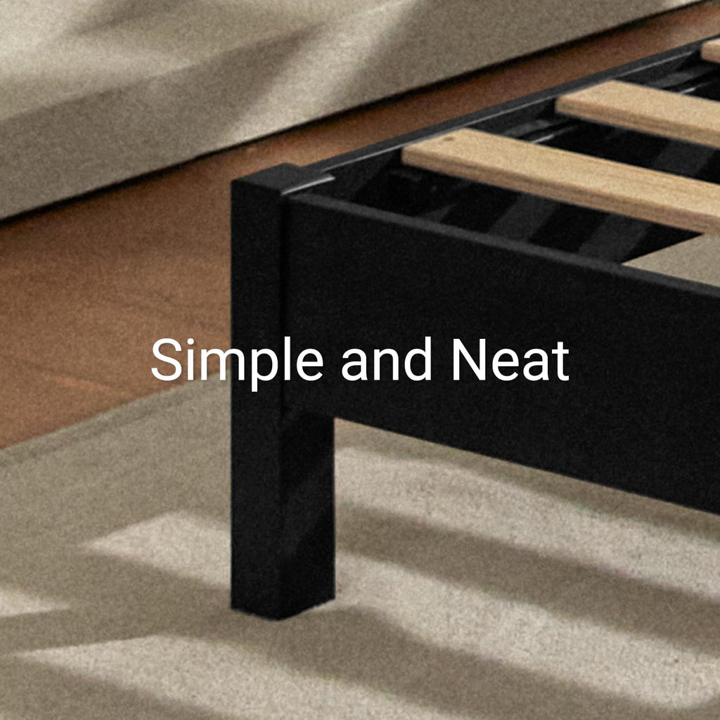 LIFEMENT King Bed Frame Signature Wood Platform, Noise Free, Under Bed Storage, No Box Spring Needed, Easy Assembly, Black