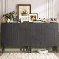 Easyego 63″ Mid Century Modern Sideboard Buffet Cabinet, Black Wood Accent Storage with 4 Doors & Adjustable Shelves for Living Room, Entryway, Dining Room, 2-Piece Set