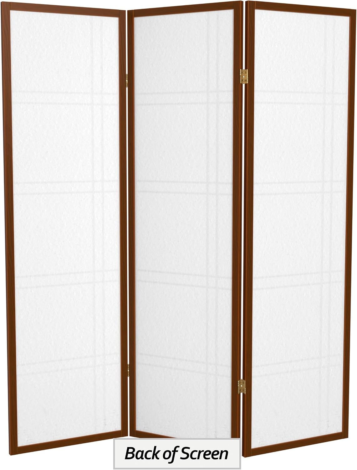 Red Lantern 5 ft. Tall Double Cross Shoji Screen - Walnut - 3 Panels