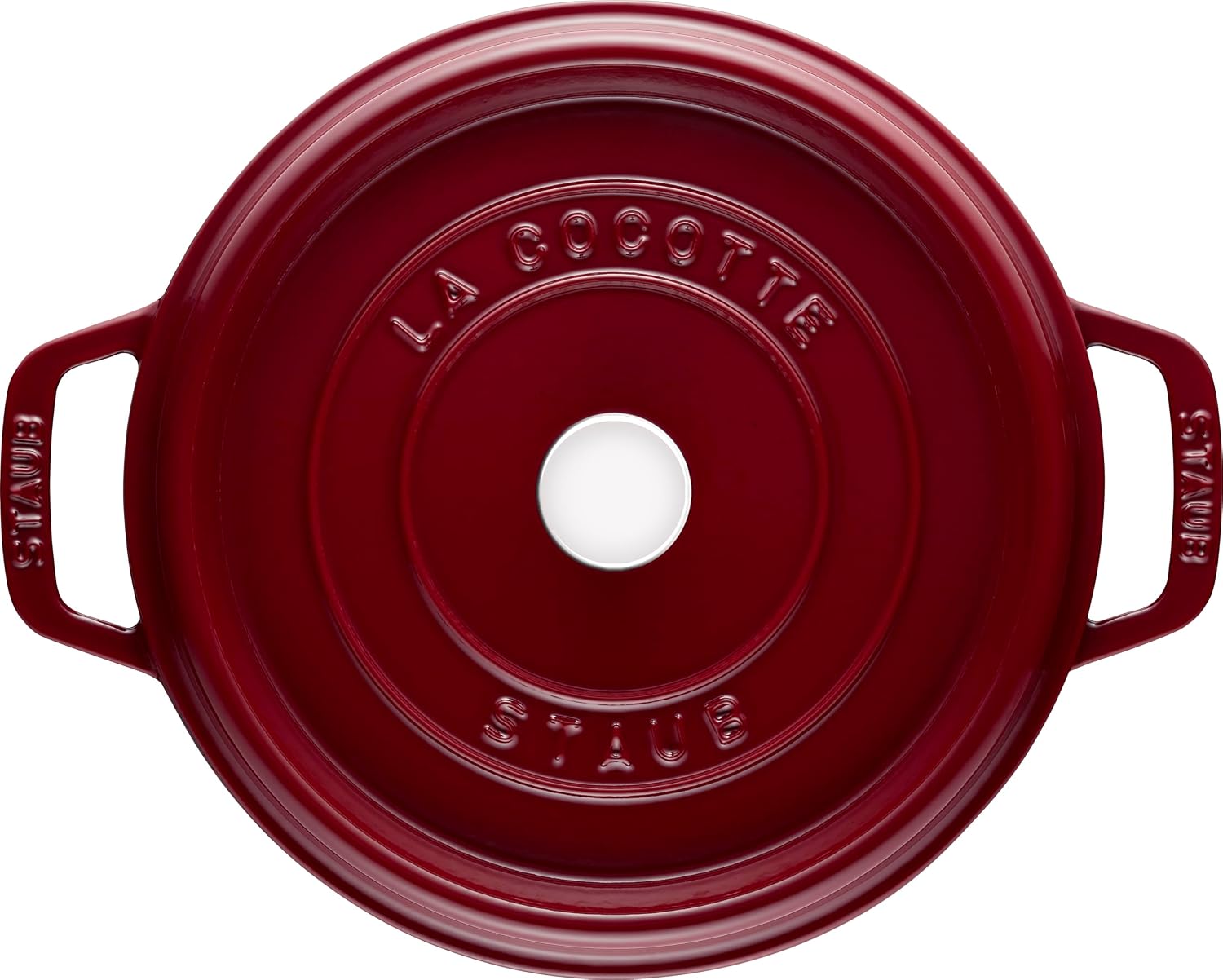 Staub Casserole Dish Round with Lid 24 cm 2.8 L with Matte Black Enamel Inside the Pot 3.8 Litres Bordeaux Red
