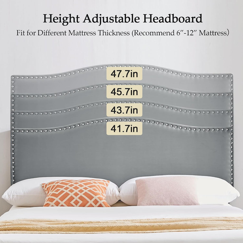 VECELO Full Bed Frame Platform Bed Frame with Upholstered Headboard, Strong Frame and Wooden Slats Support, Strong Weight Capacity, Non-Slip and Noise-Free, Easy Assembly,Dark Grey