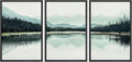 NWT Framed Canvas Print Wall Art Set Teal Mountain Range Lake Forest Landscape Nature Wilderness Modern Art Rustic Scenic Relax/Calm for Living Room, Bedroom, Office - 16'x24'x3 Black