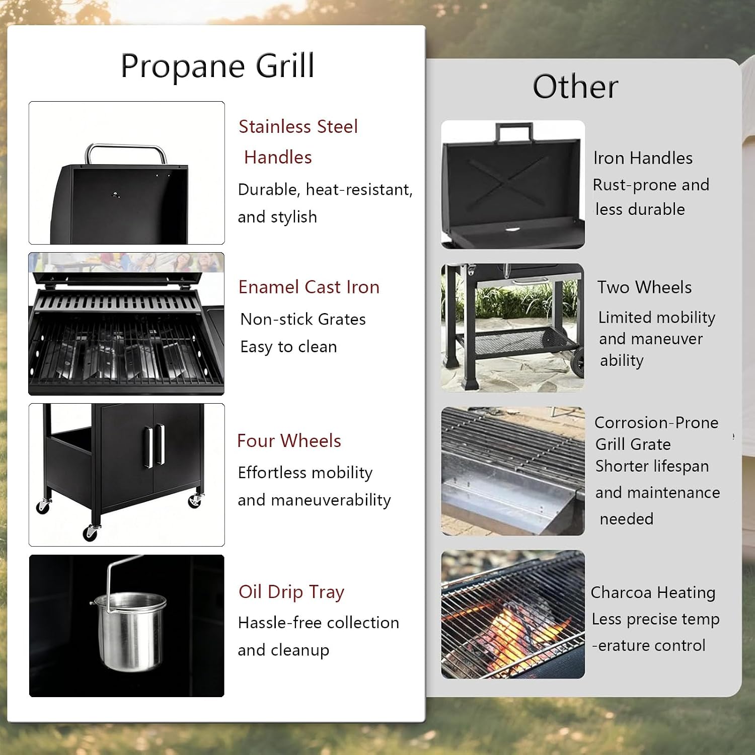 Propane Barbecue Grill with Side Burner and 4 Main Burners,Stainless Steel Barbecue Grill with Wheels and Storage,Griddle Grill Combo for Outdoor Cooking and Patio Barbecues
