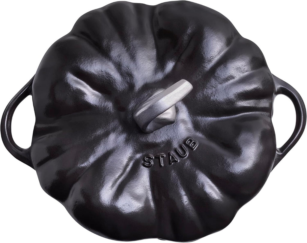 STAUB Cast Iron 3.5-qt Pumpkin Cocotte with Stainless Steel Knob - Black