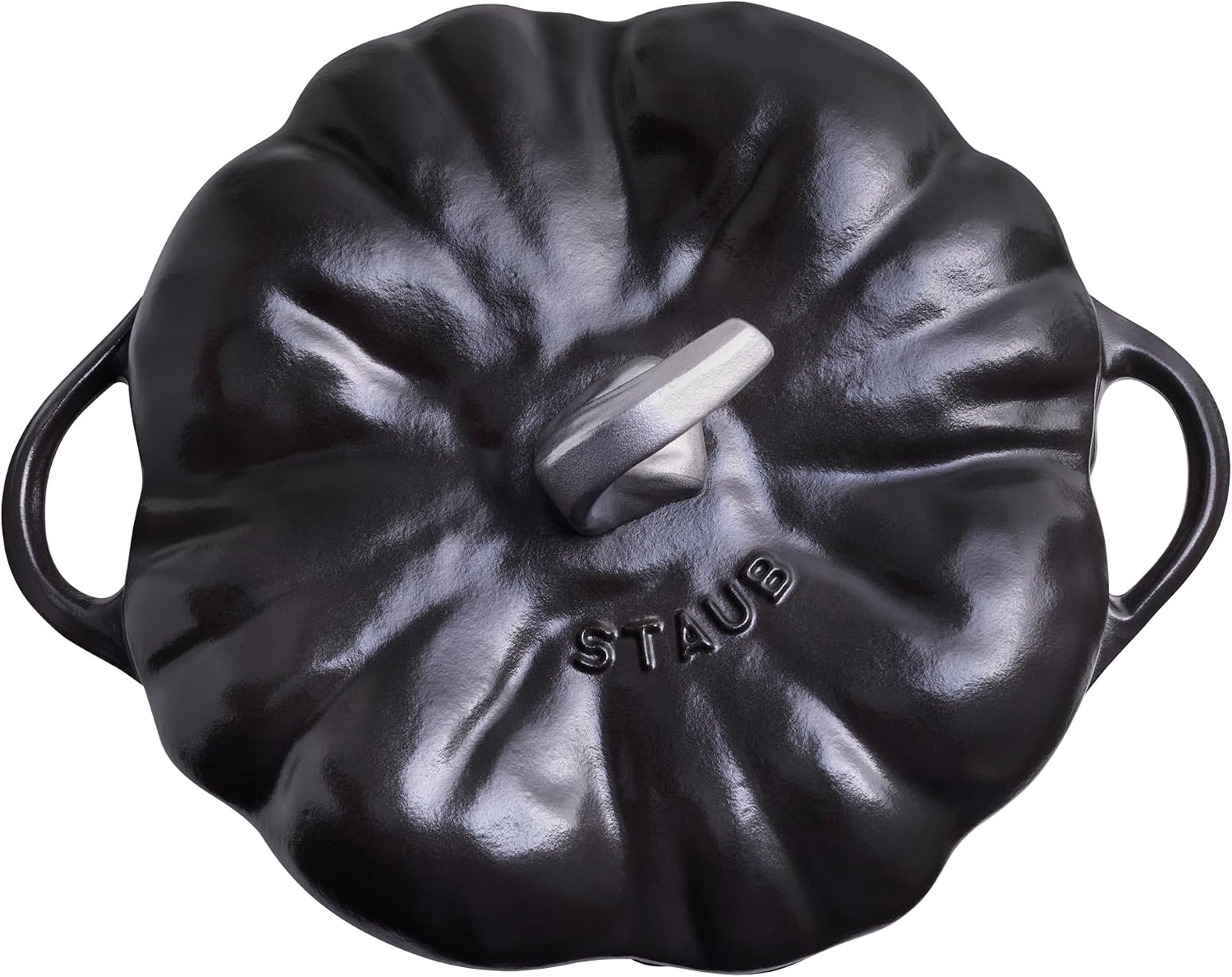 STAUB Cast Iron 3.5-qt Pumpkin Cocotte with Stainless Steel Knob - Black