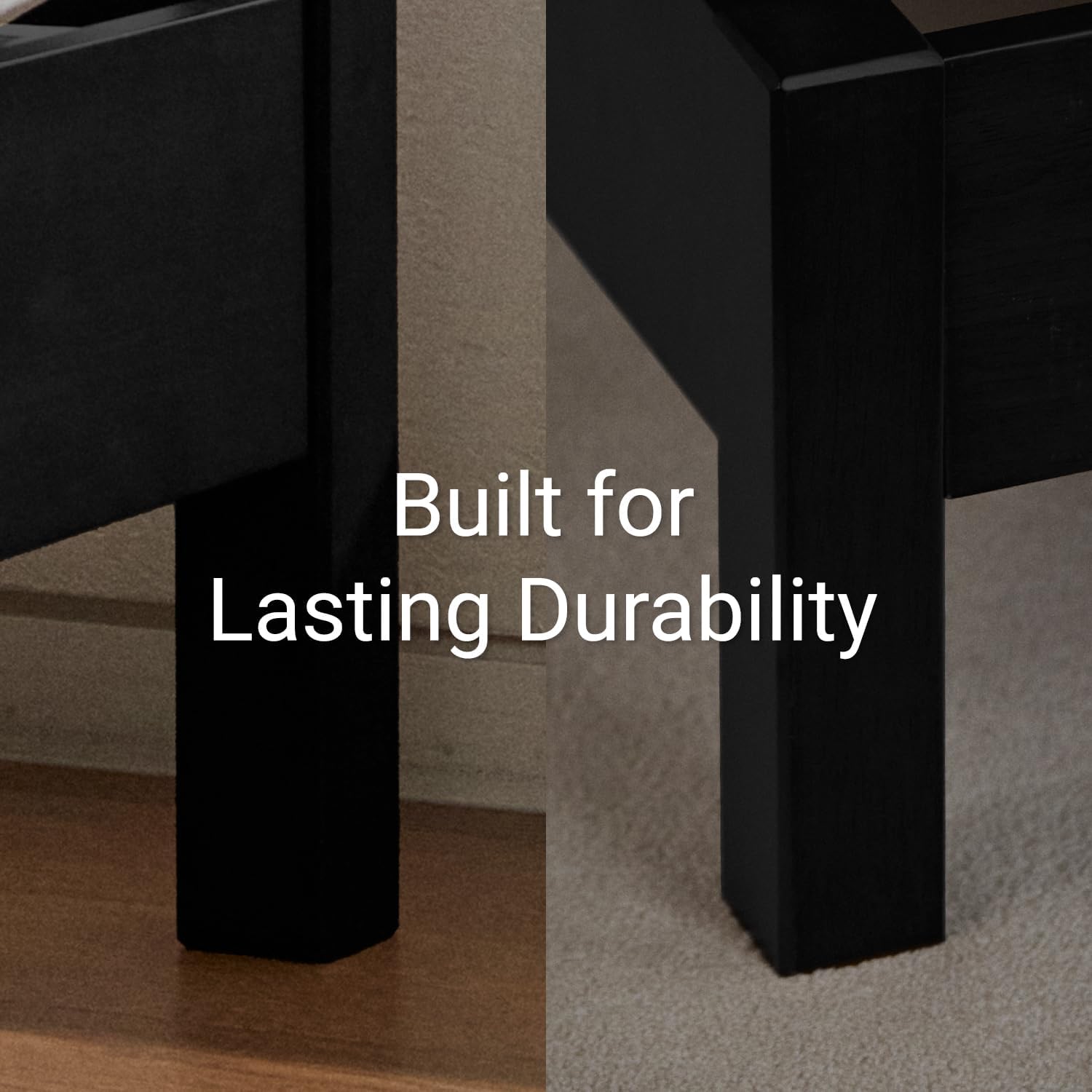 LIFEMENT Twin Bed Frame Signature Wood Platform, Noise Free, Under Bed Storage, No Box Spring Needed, Easy Assembly, Black