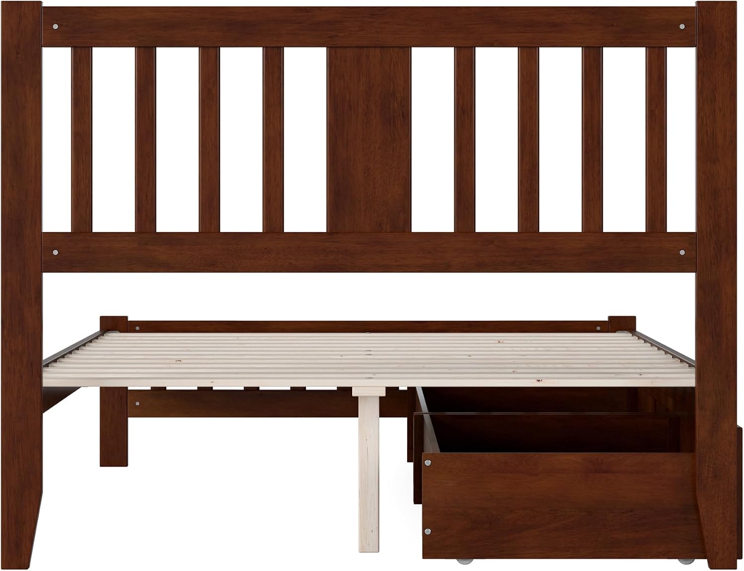 AFI, Tahoe Full Platform Bed with Matching Footboard & Set of 2 Under-Bed Storage Drawers, Walnut
