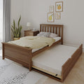 Max & Lily Classic Twin Bed, Slatted Headboard, with Trundle, Walnut