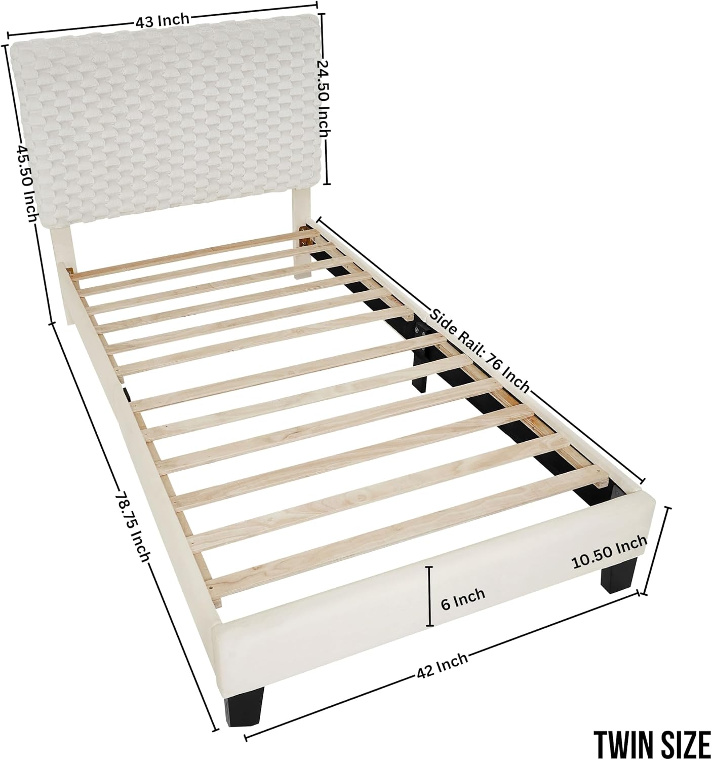 Roundhill Furniture Findlay 2-Piece Bedroom Set, Plush 3D Upholstered Bed with Nightstand, Twin