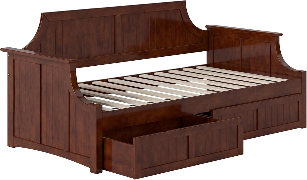 AFI Cambridge Twin Wood Daybed with Set of 2 Drawers in Walnut