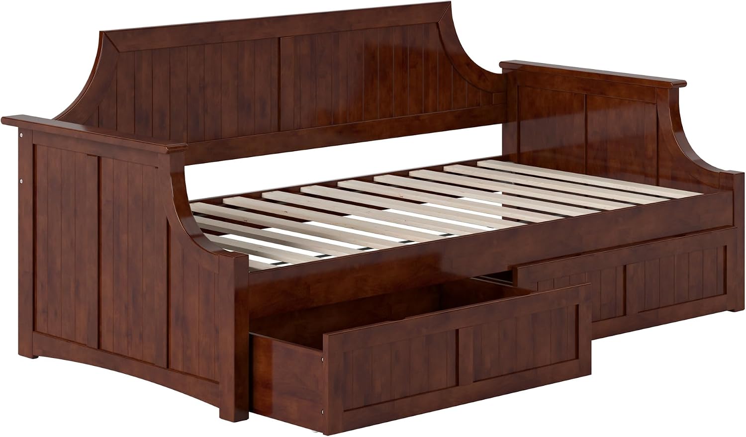 AFI Cambridge Twin Wood Daybed with Set of 2 Drawers in Walnut