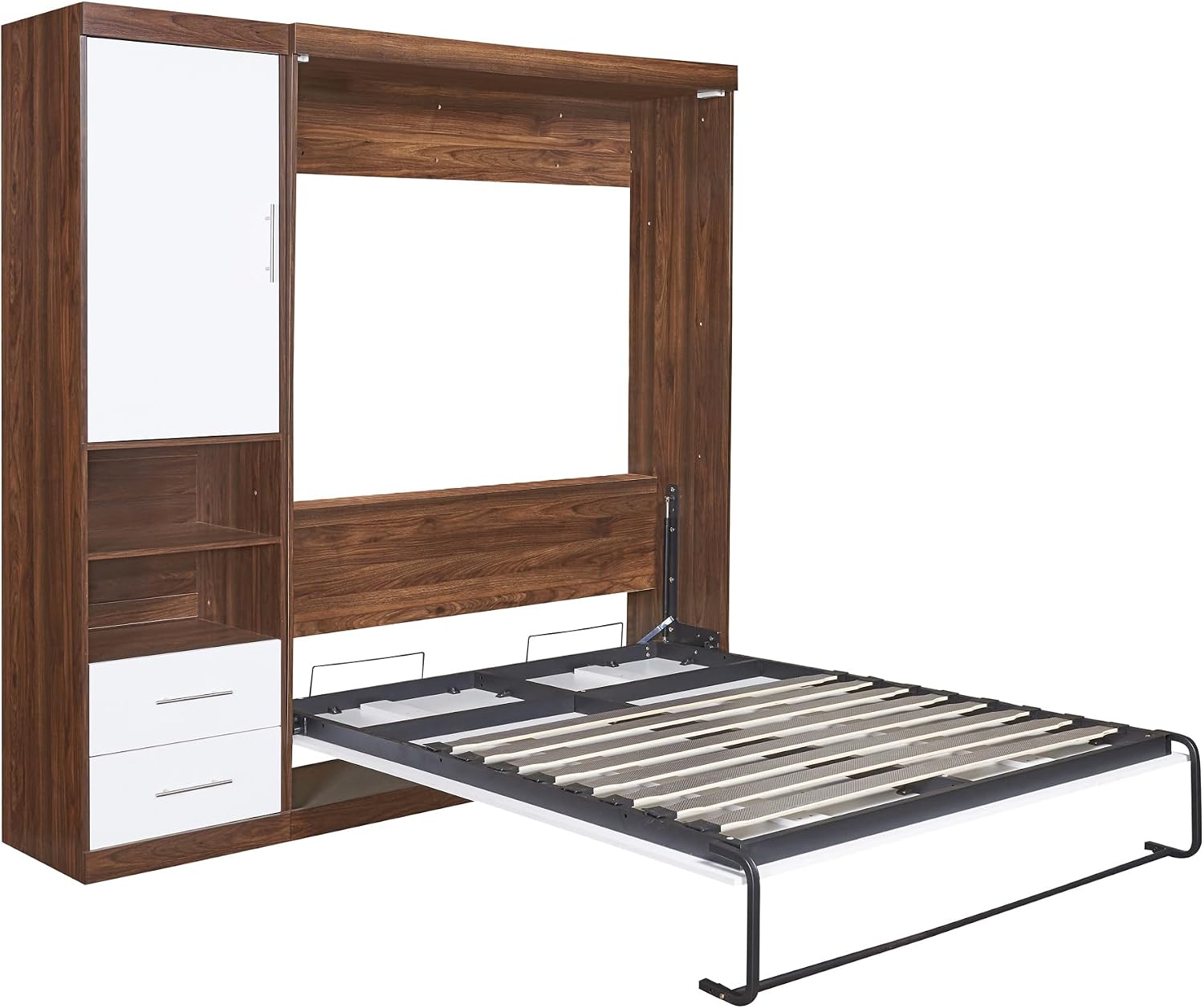 SOFTSEA Full Murphy Bed Cabinet Wood Wall Bed with Storage Can be Folded into Cabinet for Small Space