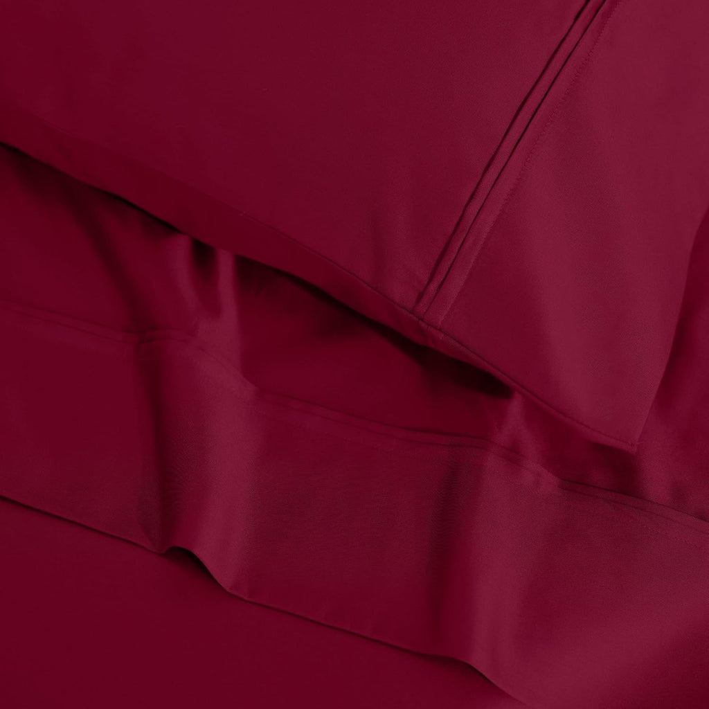 Superior 1200 Thread Count Egyptian Cotton Sheet Set, Bedroom Sheets, Modern Home Essentials, Luxury Bedding, 1 Elastic Deep Pocket Fitted Bed Sheet, 1 Flat Sheet, 2 Pillowcases, King, Burgundy