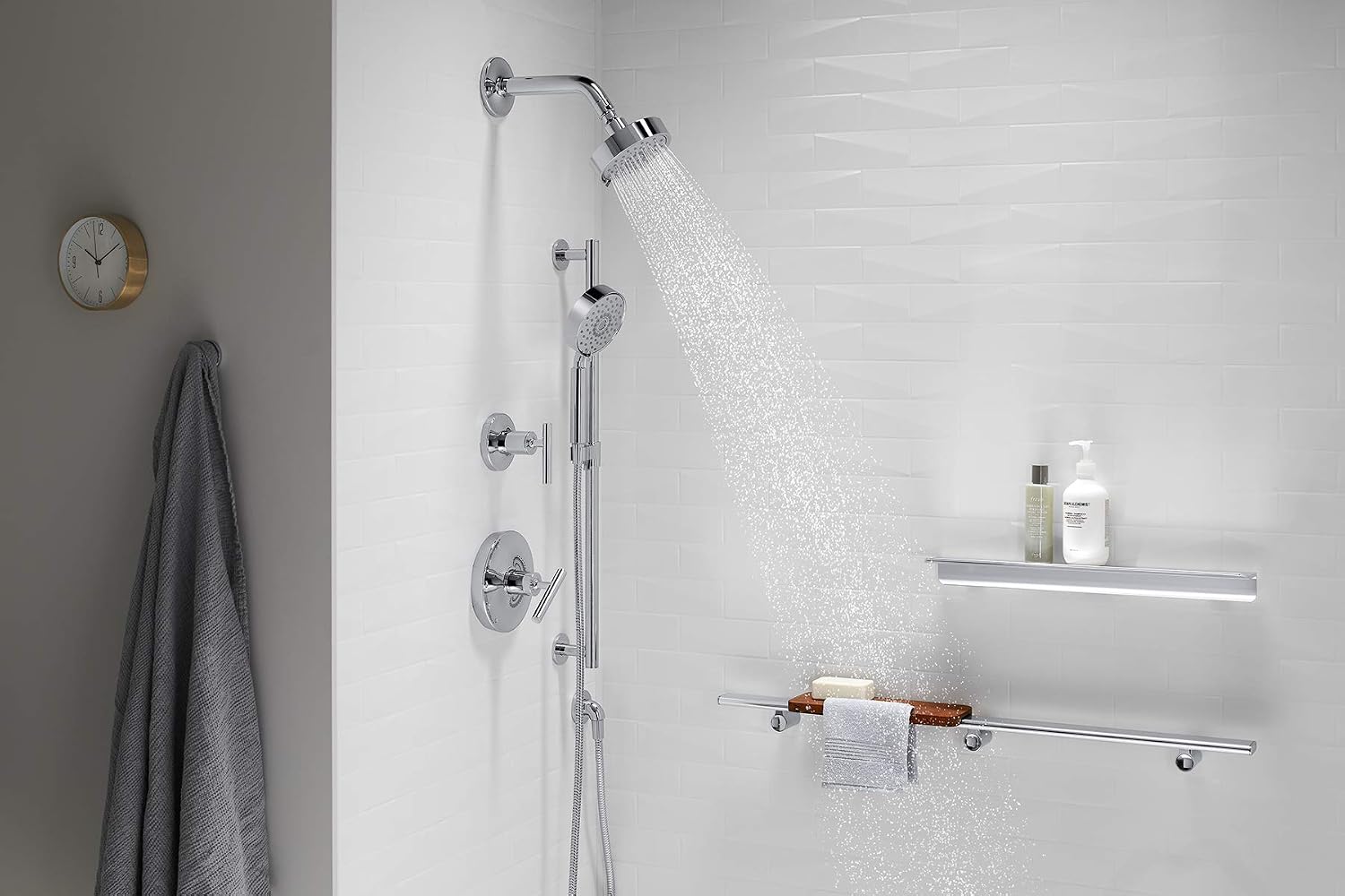 KOHLER 22172-CP Purist Stillness Wall-Mount Supply Elbow with Check Valve for Handshower Hose, Handheld Shower Elbow, Polished Chrome