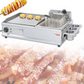 Electric Griddles Large, Griddle Flat Top Grill with Deep Fryer, Countertop Griddle Stainless Steel Grill, Commercial Electric Griddle,Small