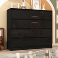 jiteentarou Black Malm High Gloss Dresser for Bedroom, 47' Wide 41' Tall Dresser with 8 Drawers, Modern Large Wood Chest of Drawer Handle Free, Living Room, Entryway, Hallway, Black