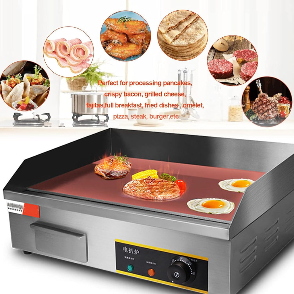2900W 21.6Inch Commercial Electric Griddle Flat Top Grill Hot Plate BBQ Non-Stick Flat Large Countertop Griddle Adjustable Thermostatic Control for Home Or Commercial Places