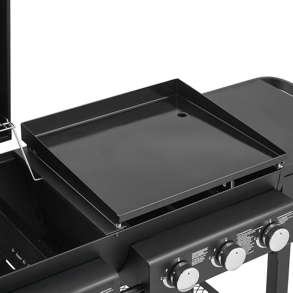 All-in-One Propane Gas Grill with Griddle, 5 Burner 56000 BTU BBQ Grill & Griddle Combo, 751 Sq.Inch Cooking Space, Side Burner & Storage Shelves for Backyard, Patio, Outdoor Cooking