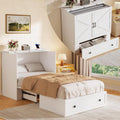 LIVAUVEAD Murphy Bed with Built-in Charging Station, Space-Saving Murphy Bed Chest Twin with Drawer, Foldable, for Home Office Guest Room Bedroom White