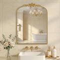 Gold Vintage Mirror 24x32 Inch, Laurel Leaf Ornate Beaded Frame Vertical Vanity Mirror, Antique Decorative Mirror for Bathroom, Bedroom, Entryway, Living Room