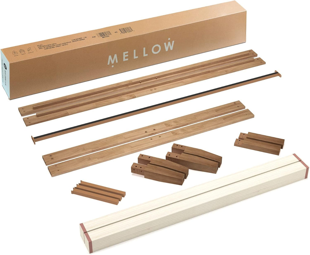 Mellow Naturalista Classic 16 Inch Solid Wood Platform Bed with Wooden Slats, Natural Pine, King