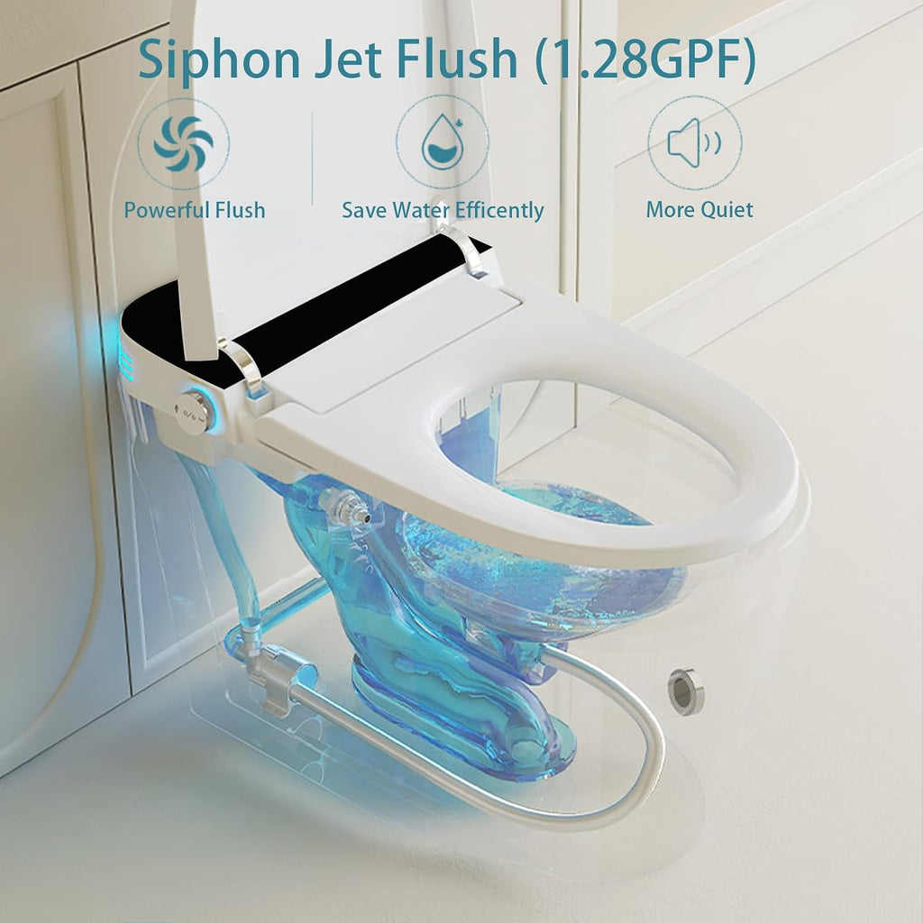 Smart Toilet with Heated Bidet Seat, One Piece Bidet Toilet for Bathrooms, AUTO Open/Close Lid/Flush, Feet Sensor Operation, Bidet Toilet with Dryer and Warm Water, Tankless Toilet in 1.28GPF (C)