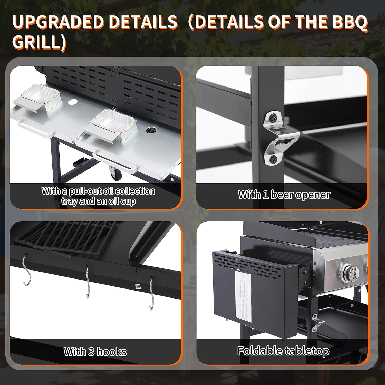 CIG GARDEN 4-Burner Propane Gas Grill and Griddle Combo, 42,000 BTU Output BBQ Grill with Cast Iron Grates, Perfect for Outdoor Cooking, Balcony, Backyard, Camping, Barbecue