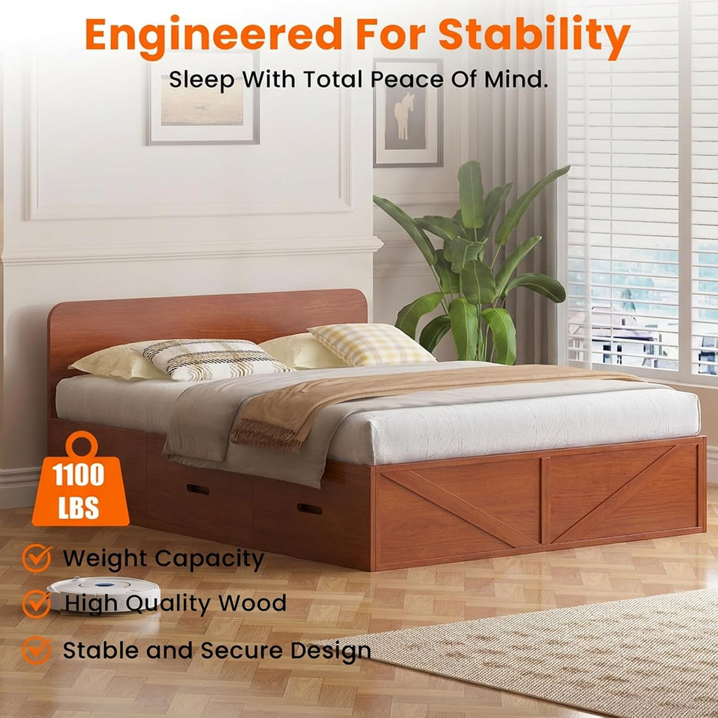 CECER Murphy Bed Queen with Mattress Include，Murphy Bed Queen with Storage Drawers，Multi-Functional Desgin that Converts to Sofa Set for Small Spaces/Guest Room/Bedroom（Maroon）