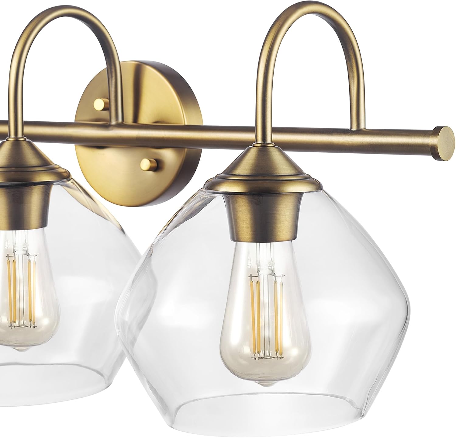 Globe Electric 63000103 26' 3-Light Vanity Fixture, Brass Finish, Clear Glass Shades, Beauty Room Accessories, Bathroom Lighting Over Mirror, Makeup Lights, Wall Light, Home Essentials, House Décor
