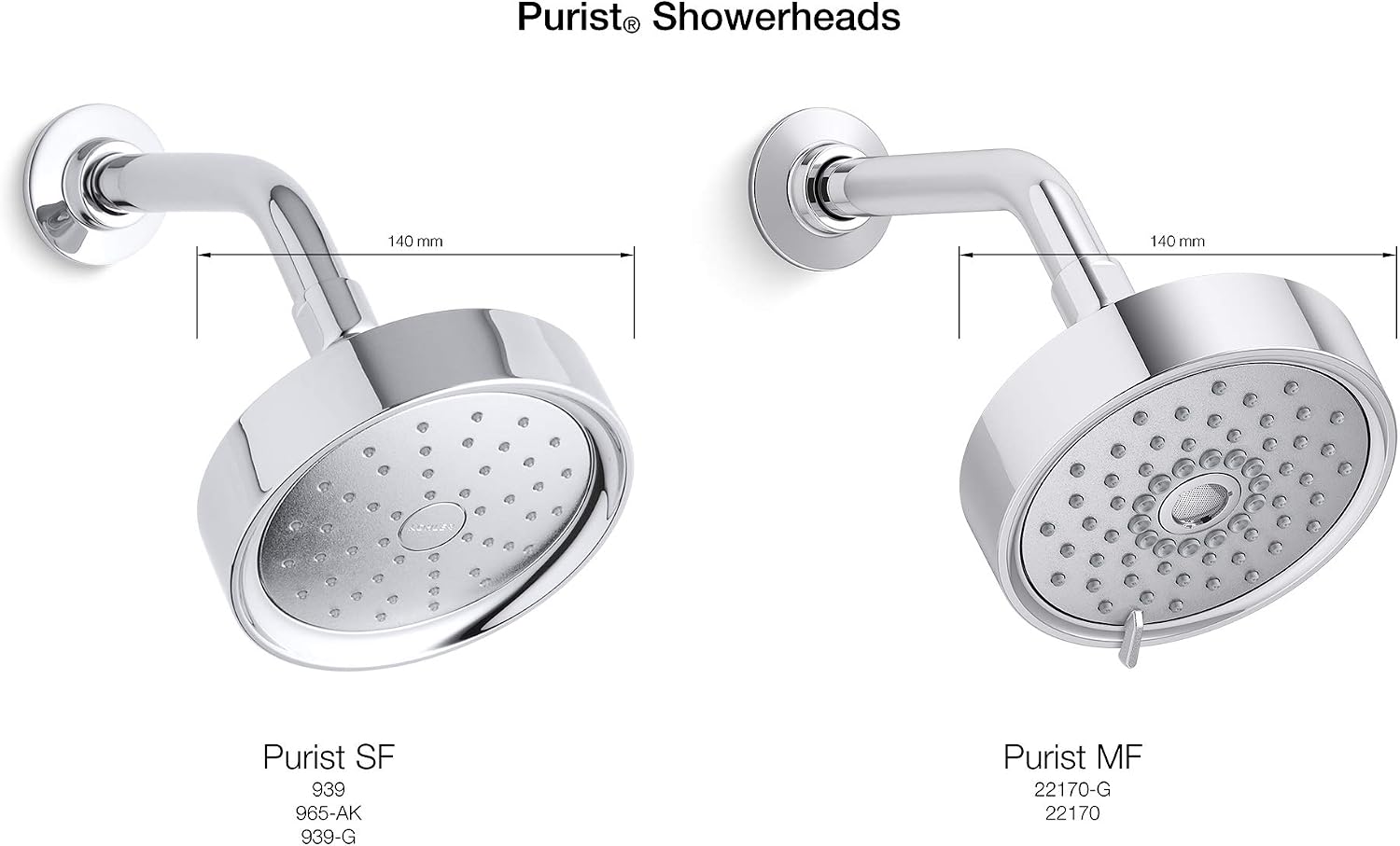 KOHLER 22170-RGD Purist Multi-Function Showerhead, Wall-Mount, 3 Spray Settings, 2.5 GPM, Vibrant Rose Gold