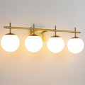 AIJIASI Bathroom Light Fixtures, 4-Light Brushed Gold Bathroom Vanity Lights Over Mirror, 30.7 Inch Modern Vanity Lighting with Milky White Glass Globe Shade Wall Sconce Lighting Bath