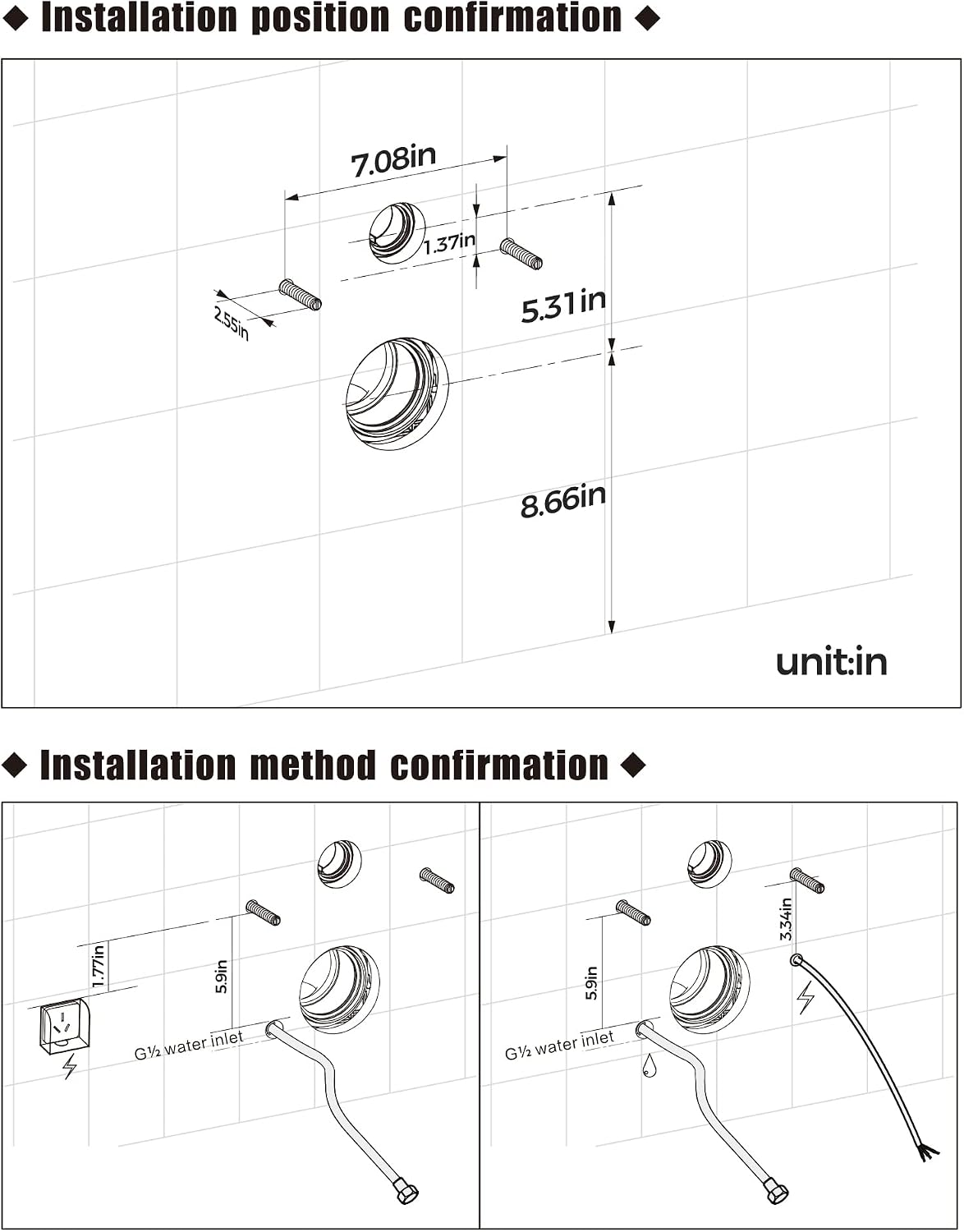 HOROW Luxury Wall Mounted Bidet Toilet with Instant Warm Water, Smart Toilet with Auto Open Lid, Heated Seat, Dryer, Modern Toilet, White Rear Discharge Toilet without Toilet Tank Carrier