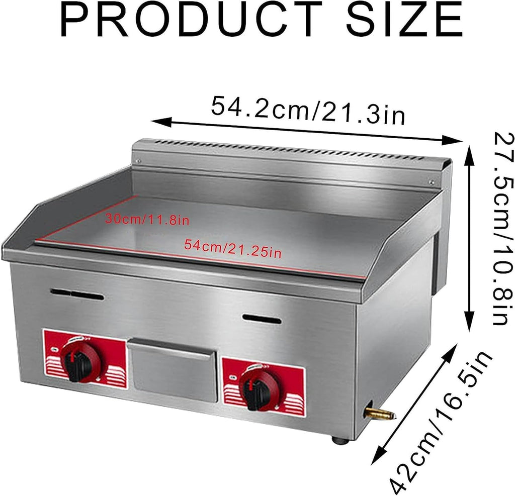 21' Commercial Gas Electric Griddle, Heavy Duty Stainless Steel Teppanyaki Flat Top Grill, for Kitchen Restaurant BBQ Tools