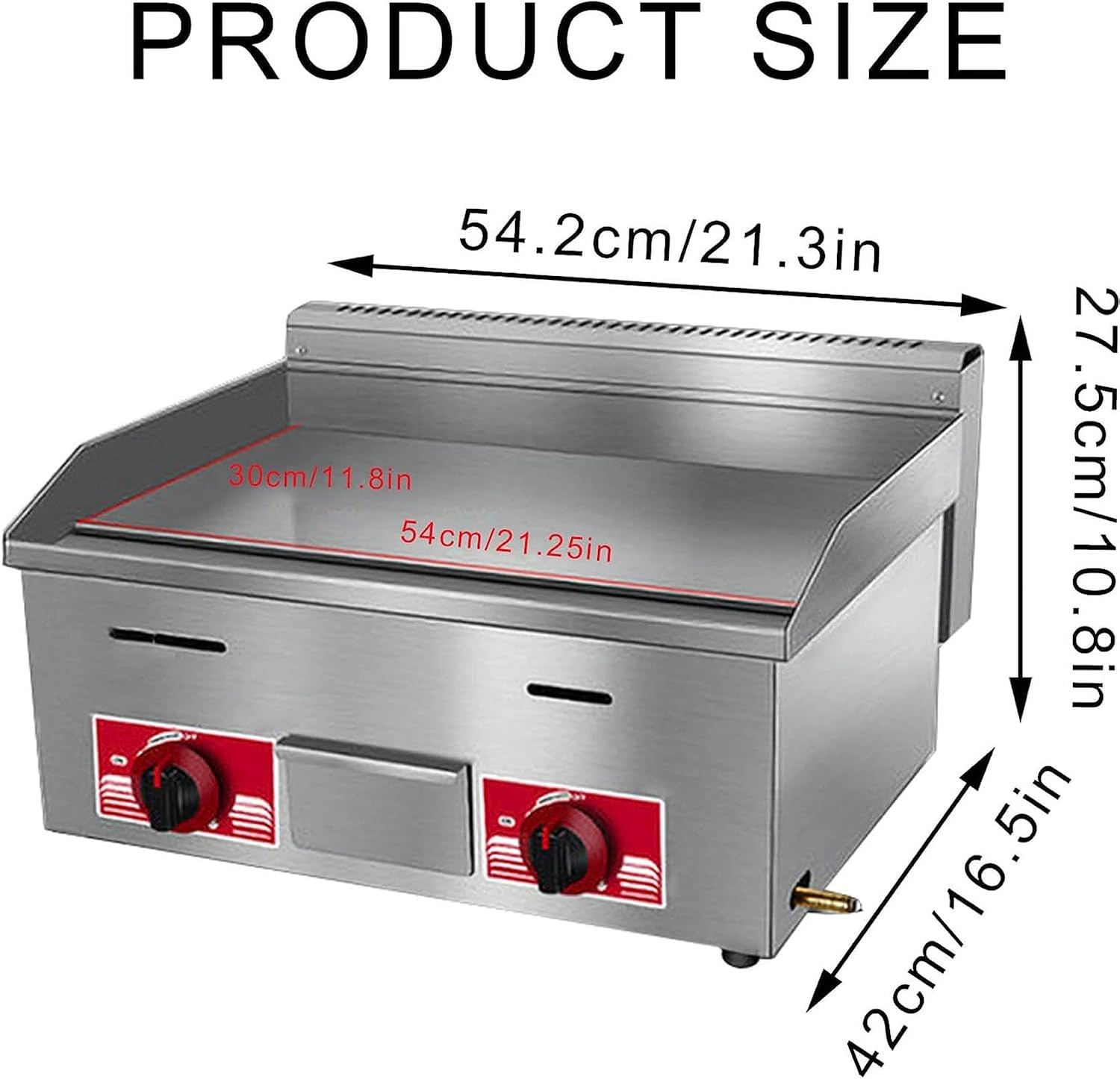 21' Commercial Gas Electric Griddle, Heavy Duty Stainless Steel Teppanyaki Flat Top Grill, for Kitchen Restaurant BBQ Tools