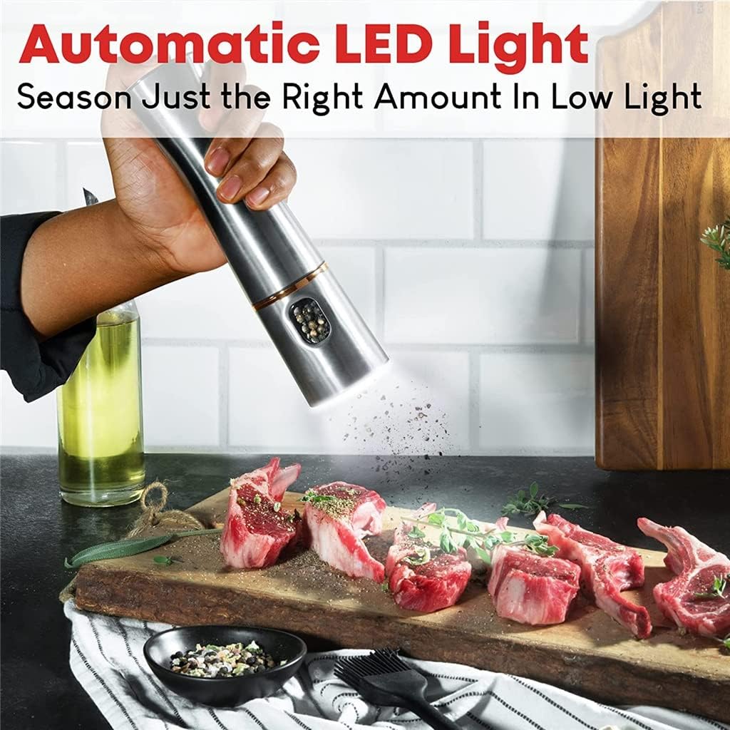Electric Mill, Kitchen Salt and Pepper Grinder, Hand, Adjustable Coarseness Kitchenware Tool Gadget