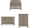 Child Craft Denman Crib, Dresser and Chest Nursery Set, 3-Piece, Includes 4-in-1 Convertible Crib, Dresser and Chest, Grows with Your Baby (Crescent Gray)