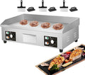Electric Flat Top Grill/Commercial Griddle Countertop Steak Bacon Fryer/Stainless Steel Non-Stick Coating for Easy Cleaning/Dual Temperature Control Knob: 50°C-，4400W