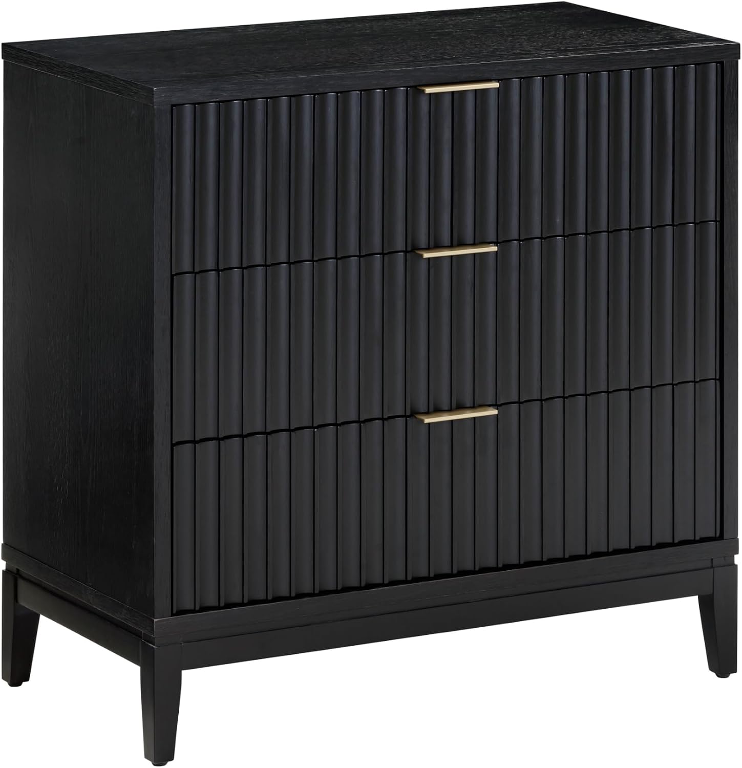 Nathan James Jasper 3 Drawer, Bohemian Fluted, Solid Wood for Nursery, Small Dresser for Bedroom, Black Oak