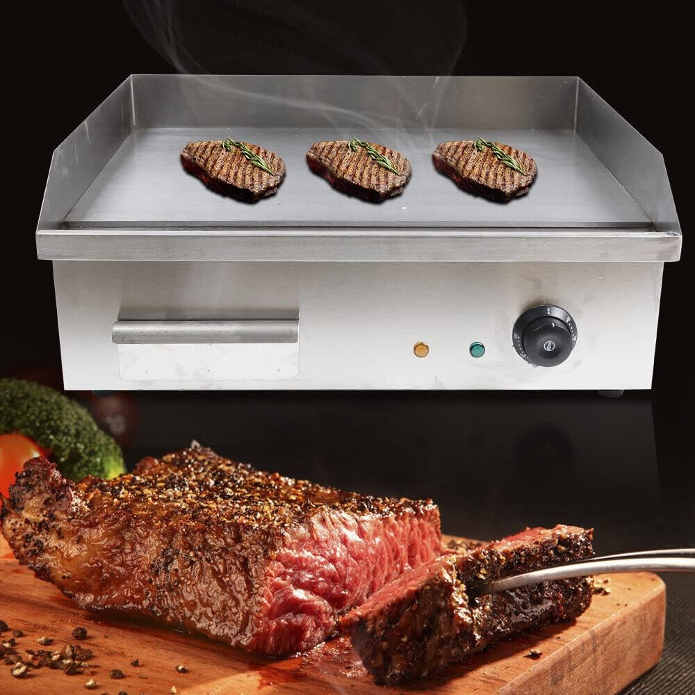 Commercial Electric Countertop Griddle, 3000W Commercial Electric Griddle Flat Top Grill Hot Plate BBQ Grill Countertop Adjustable Thermostatic Control Easy Clean for Kitchen Restaurant